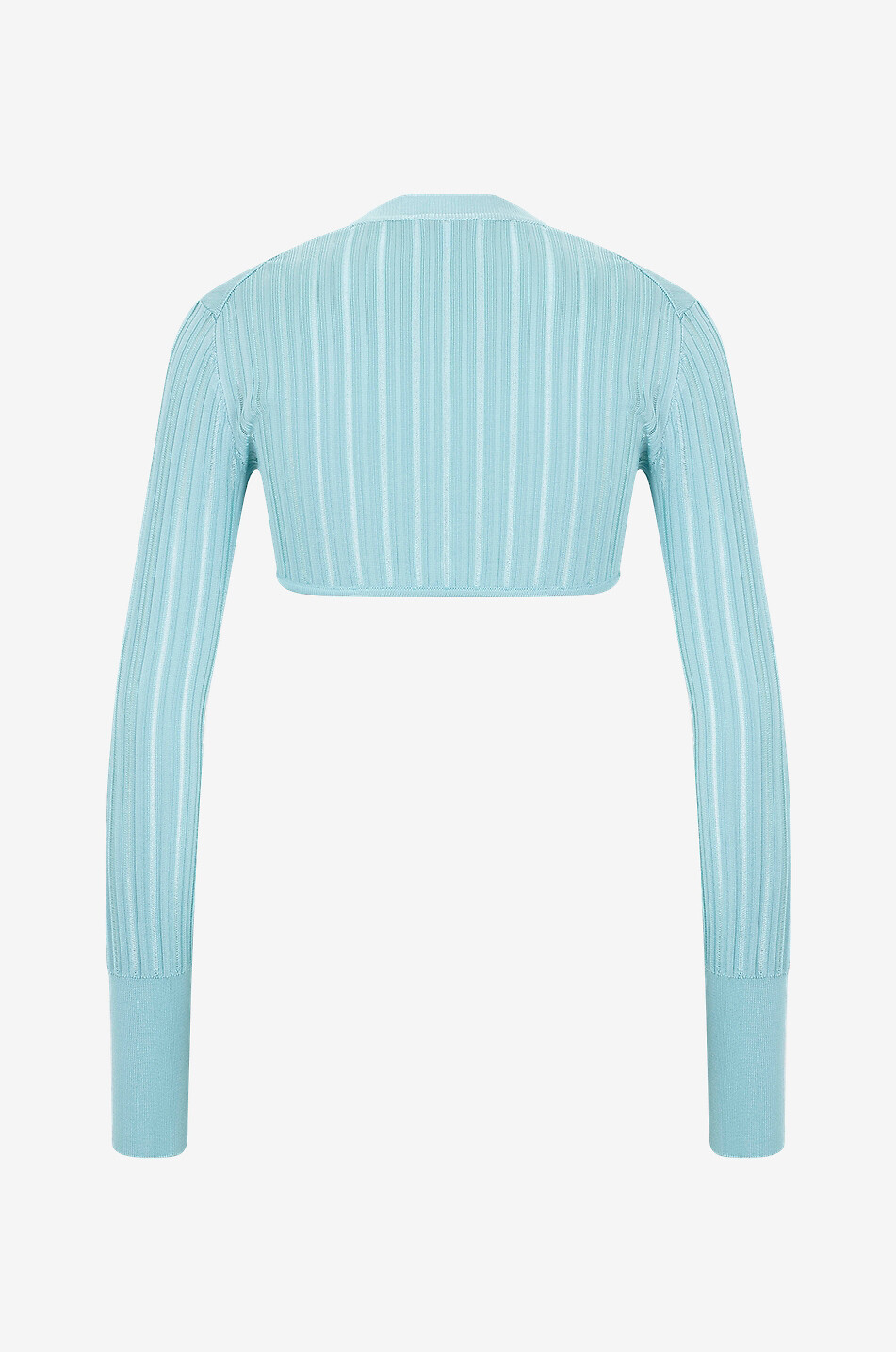 ALAÏA Crinoline cropped openwork cardigan Women LIGHT BLUE 2