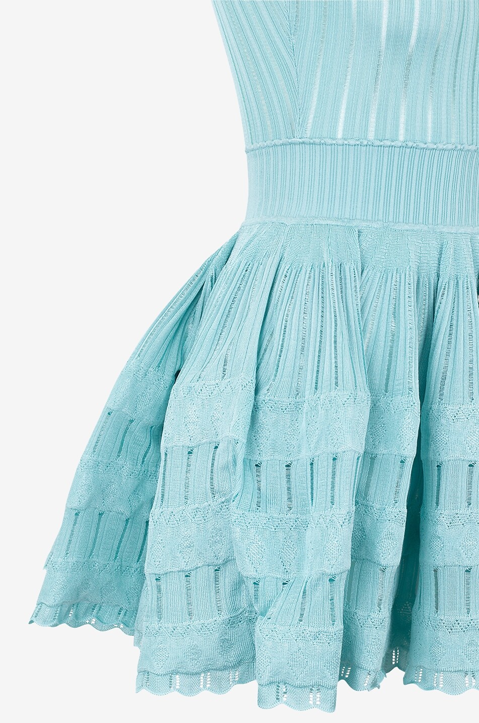 ALAÏA Crinoline fine openwork knit mini dress Women LIGHT BLUE 3