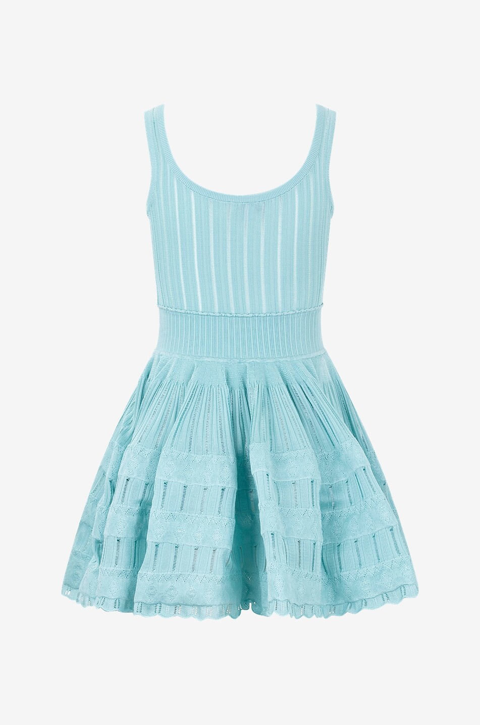 ALAÏA Crinoline fine openwork knit mini dress Women LIGHT BLUE 2