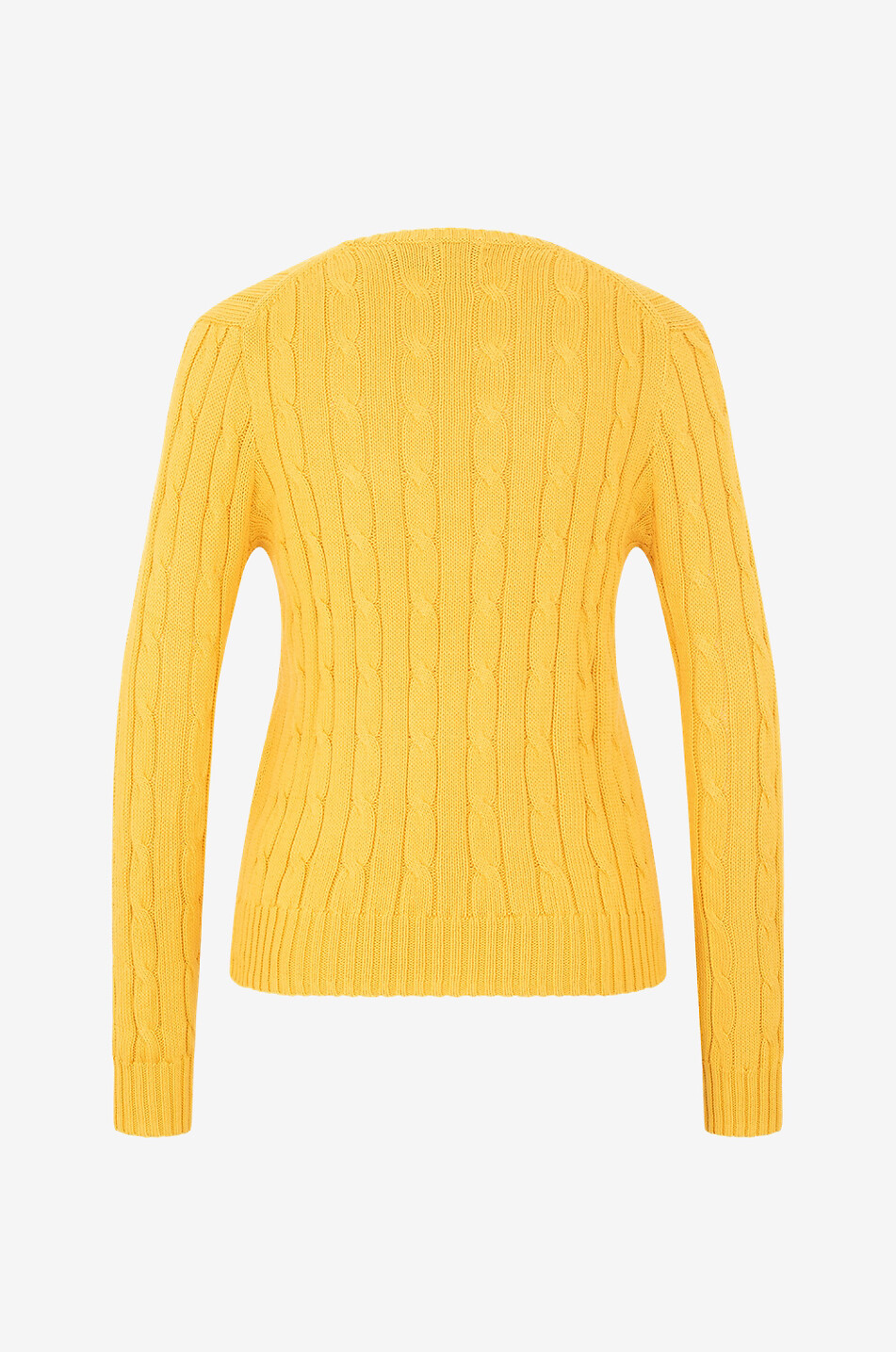 POLO RALPH LAUREN Schmaler Zopfstrickpullover mit V-Ausschnitt Pony Damen GELB 2