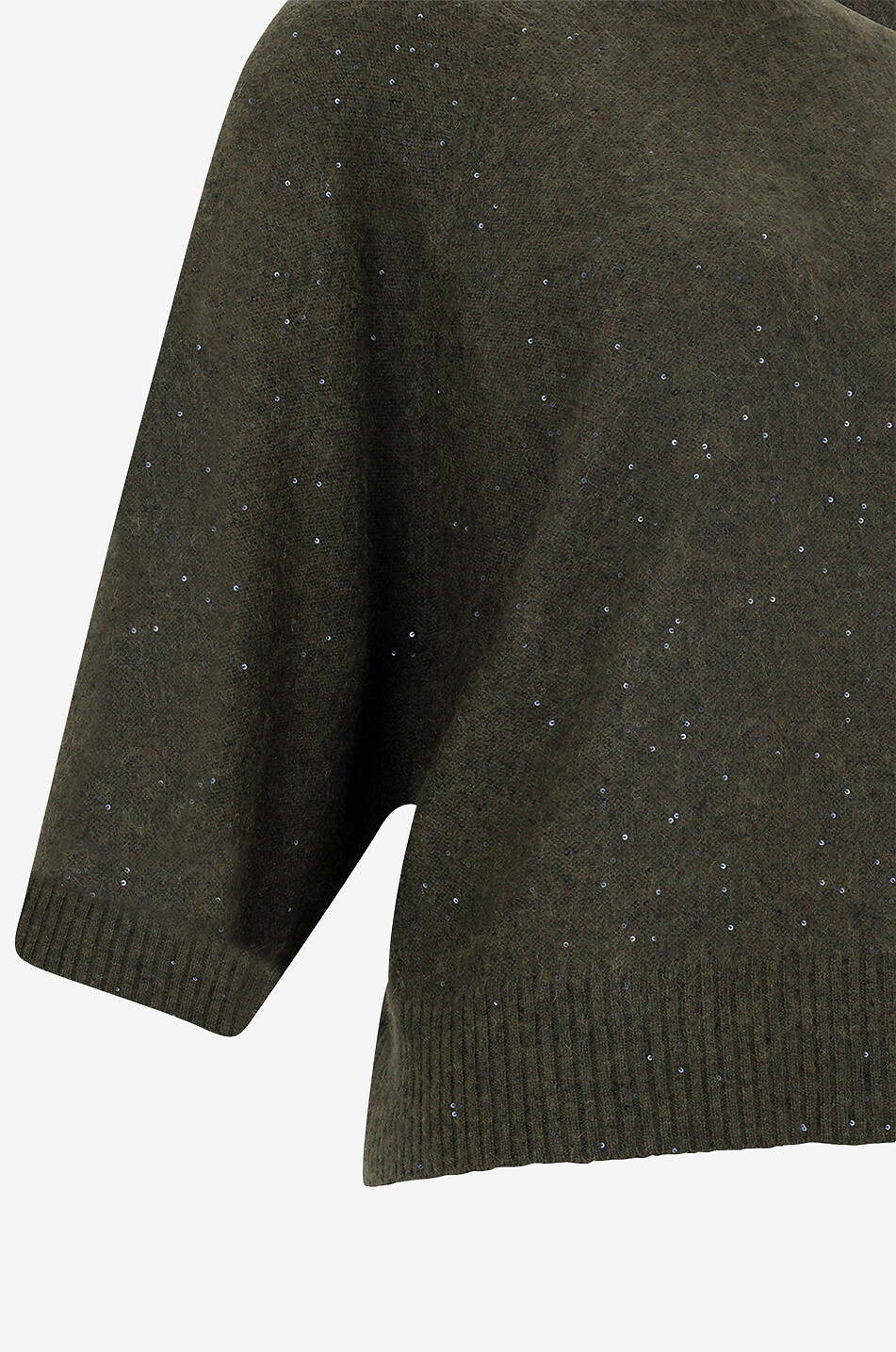 FABIANA FILIPPI Sequin-adorned short-sleeved wool blend cape jumper Women DARK KHAKI 6