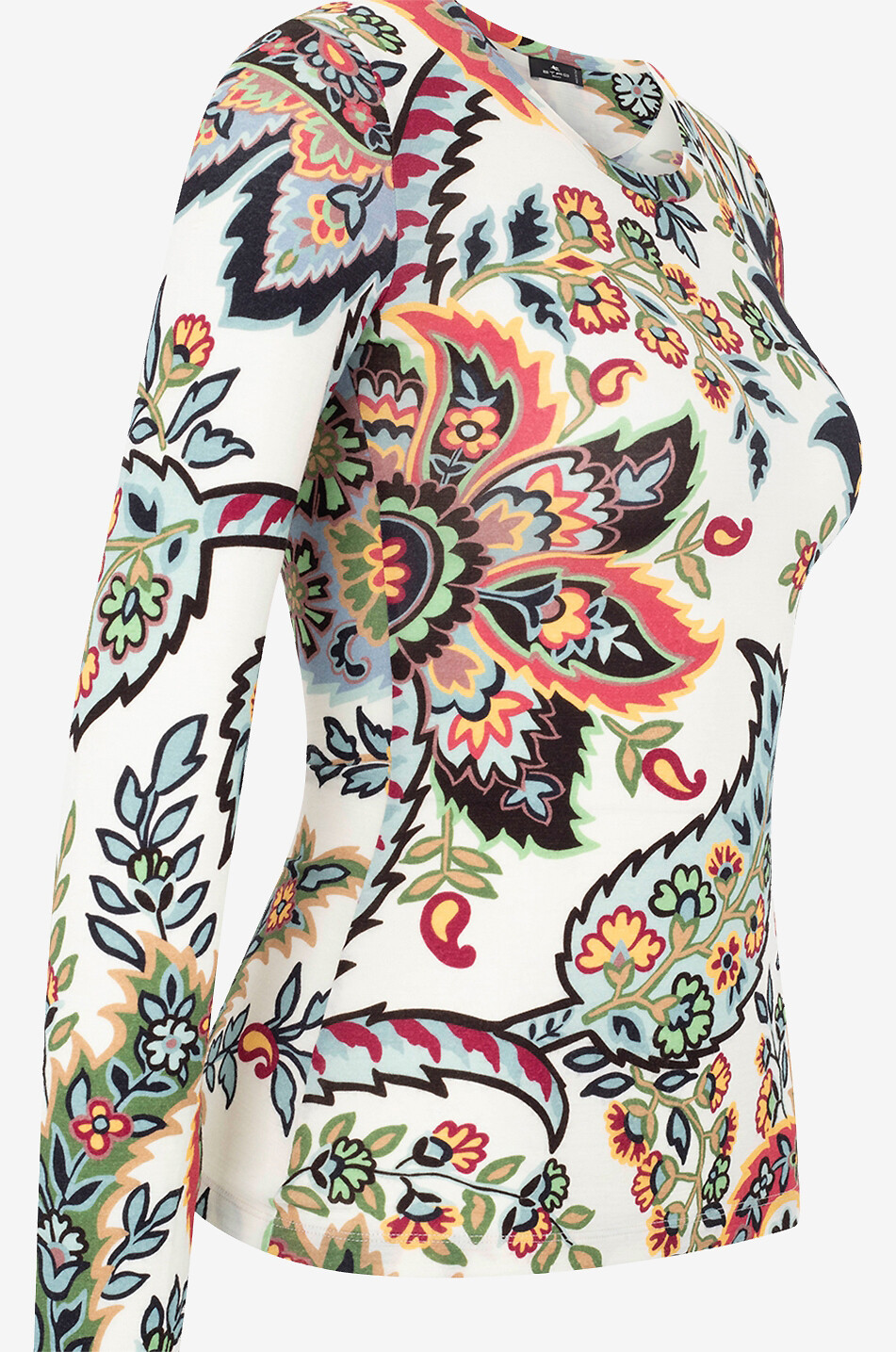 Top ajusté à manches longues en jersey de laine Floral Paisley