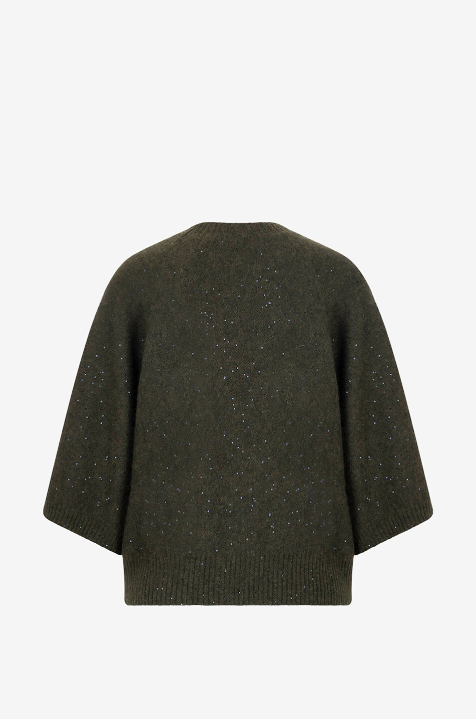 FABIANA FILIPPI Sequin-adorned short-sleeved wool blend cape jumper Women DARK KHAKI 2