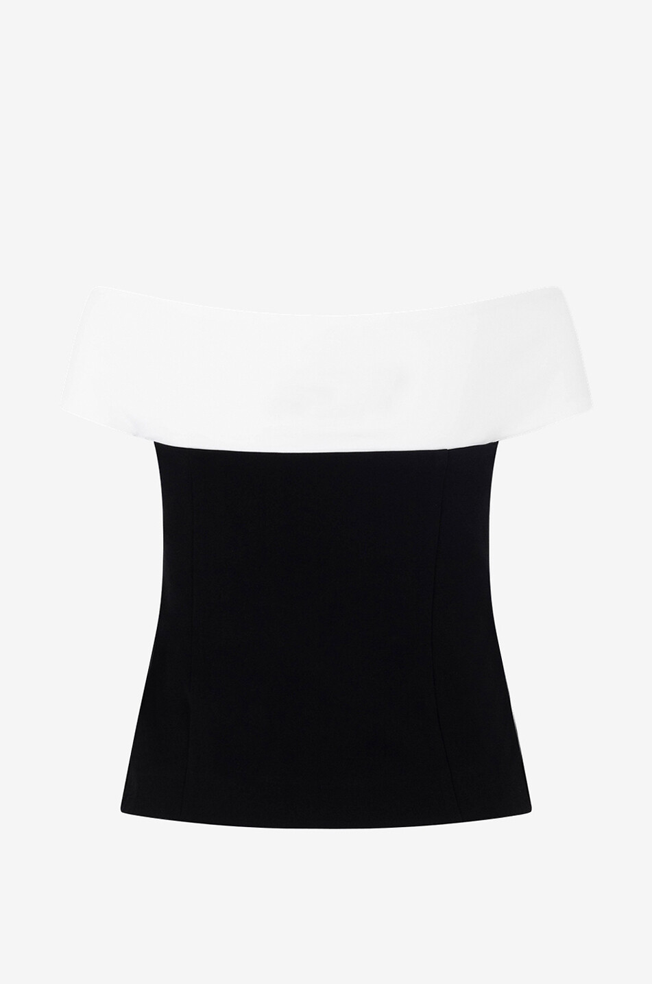 ROLAND MOURET Schulterfreies Top aus zweifarbigem Cady Damen SCHWARZ 2