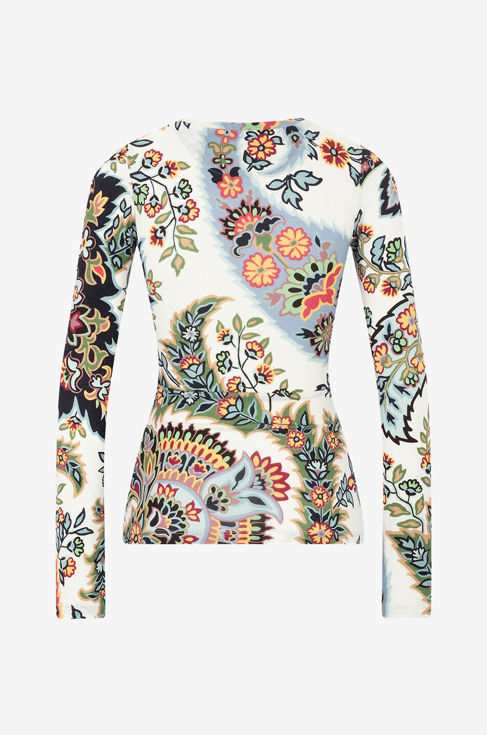 Top ajusté à manches longues en jersey de laine Floral Paisley