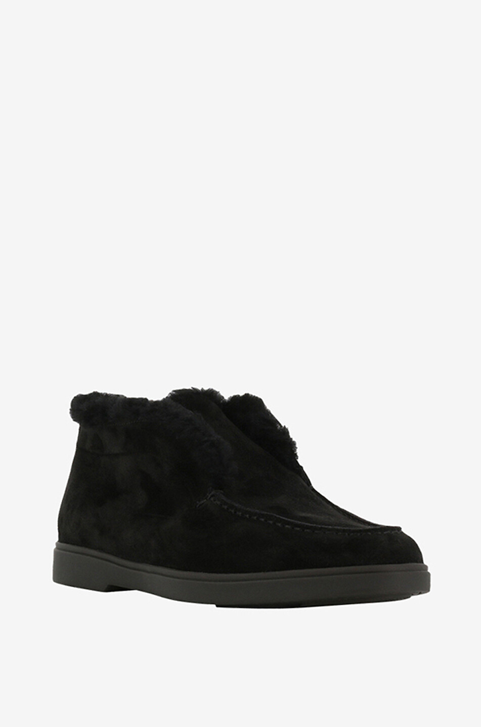 SANTONI Suede and shearling desert boots Women BLACK 1