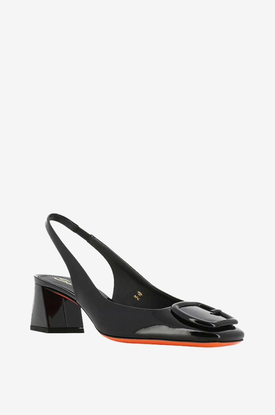 SANTONI Slingback-Pumps aus Lackleder mit Blockabsatz und Schnalle 50 Damen SCHWARZ 1