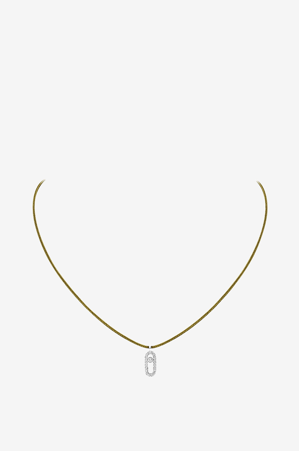 Collier sur cordon détail or blanc et diamants Messica Care(s) Pavé Kaki