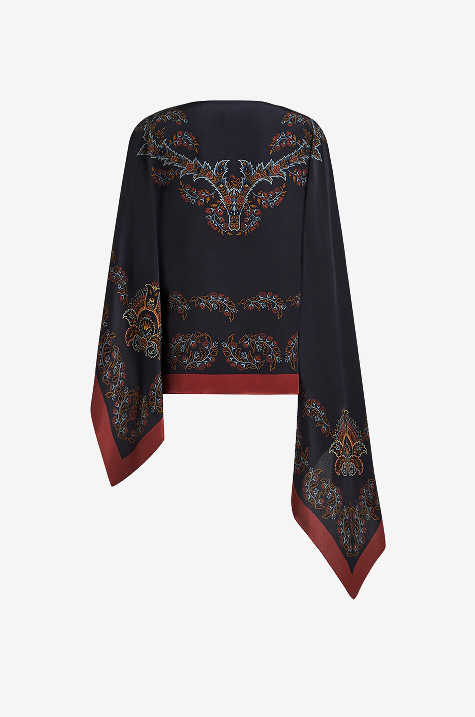 Poncho aus Seidenmusselin mit Blütenprint