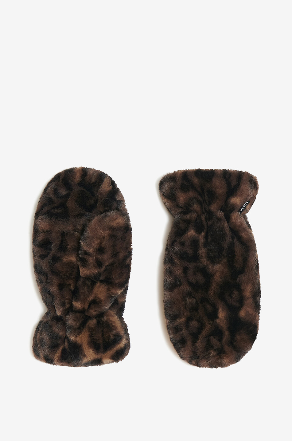 Coco leopard printed faux fur mittens