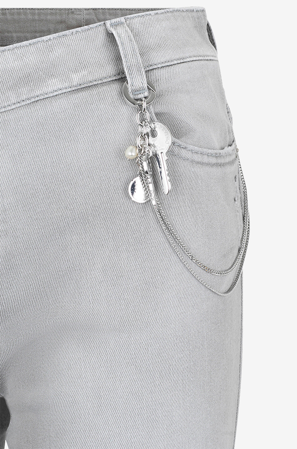 ERMANNO SCERVINO Chain detail adorned frayed faded bootcut jeans Women GREY 3