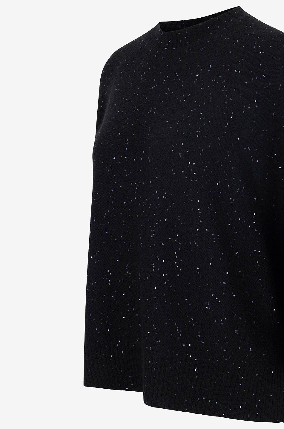 FABIANA FILIPPI Sequin-adorned short-sleeved wool blend cape jumper Women BLACK 7