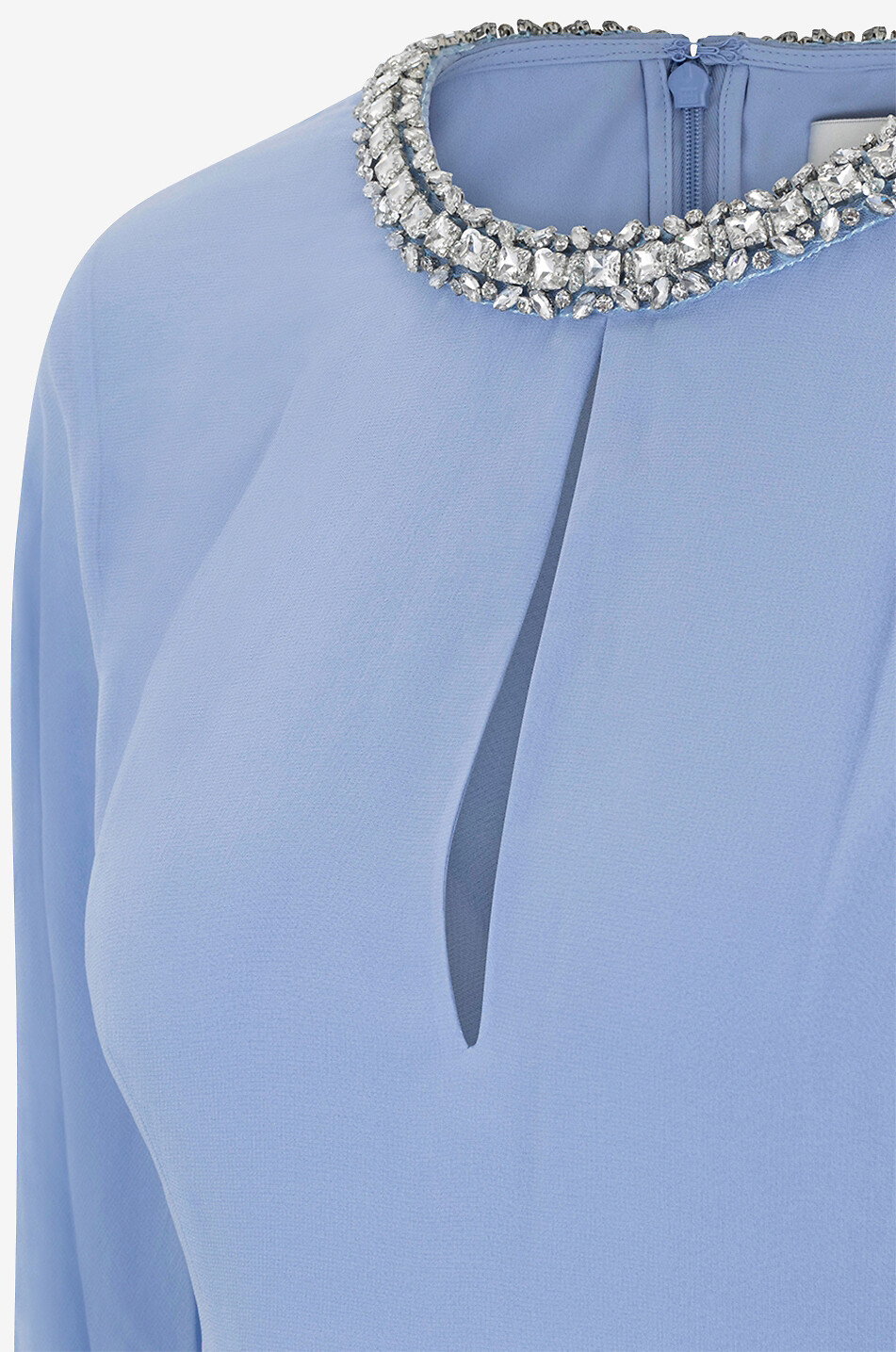 ROLAND MOURET Robe longue en mousseline de soie Diamante Femme BLEU CLAIR 3