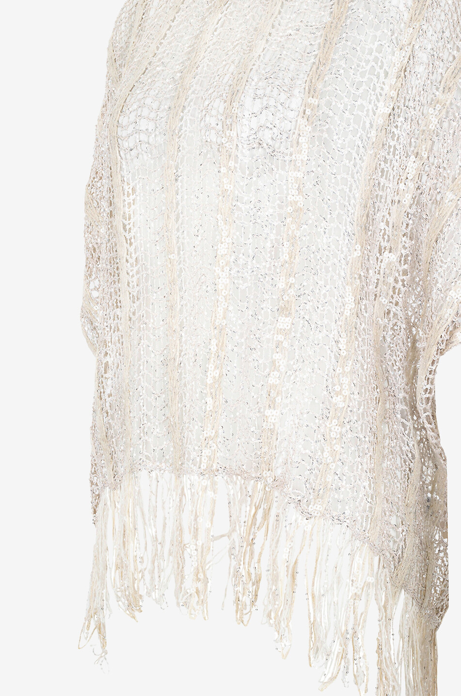BRUNELLO CUCINELLI Top en résille à franges et sequins Sparkling Femme BLANC CASSE 3