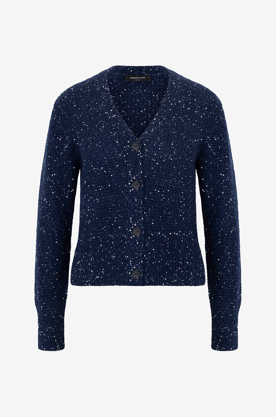 Cardigan boutonné en mohair et sequins