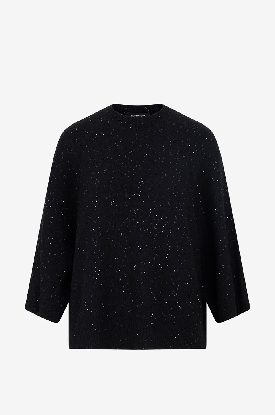 FABIANA FILIPPI Sequin-adorned short-sleeved wool blend cape jumper Women BLACK 1