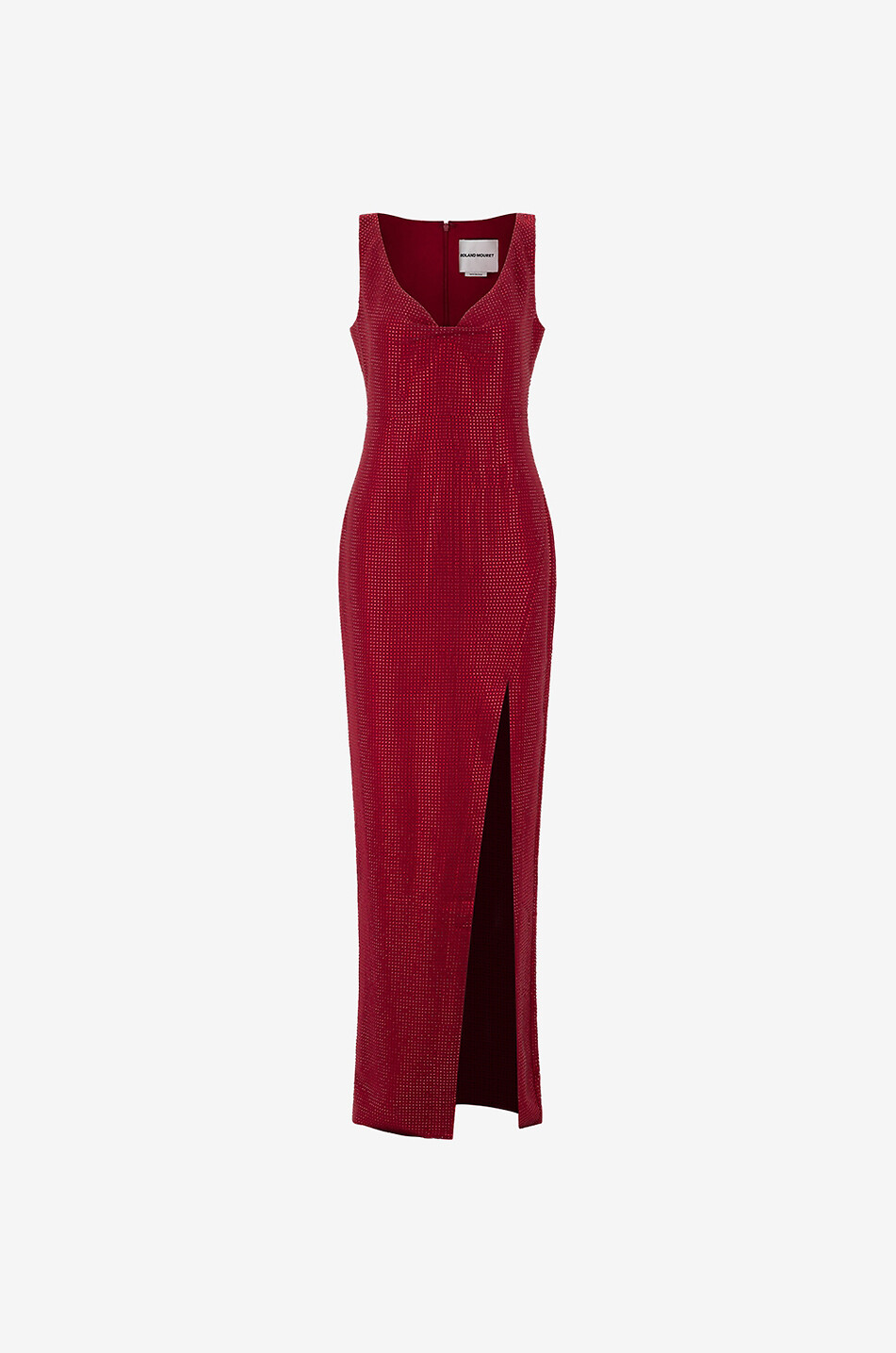 Robe à bretelles longue couverte de cristaux Diamante