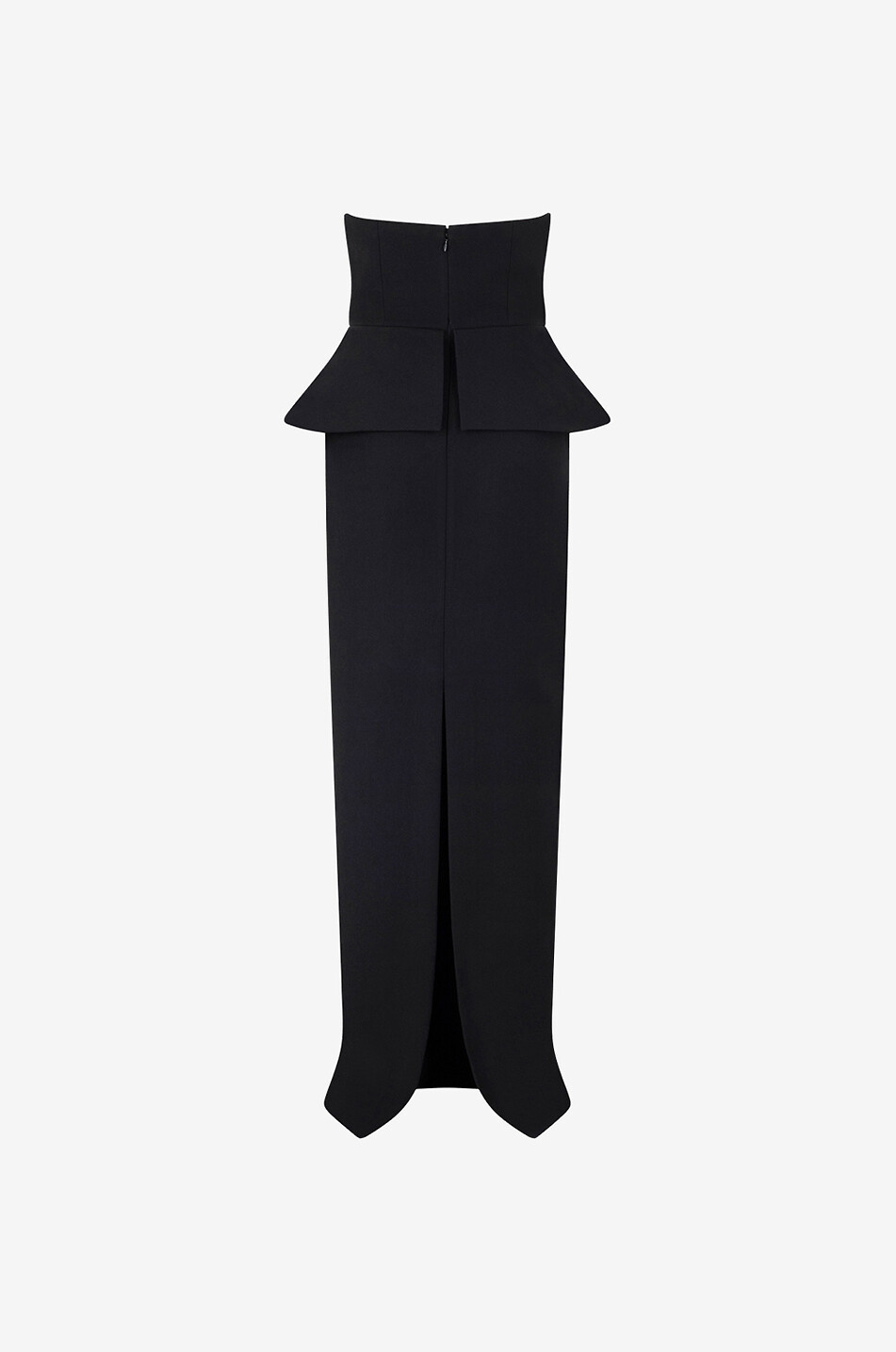 Strapless draped crepe body-hugging dress with peplum