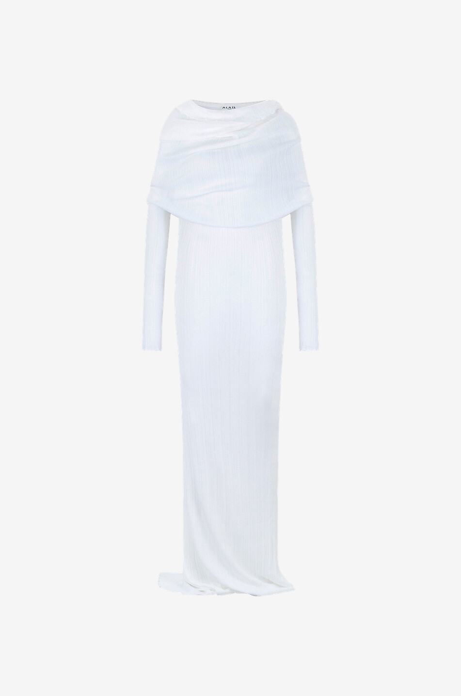 Robe fourreau longue en maille micro-plis Drapée