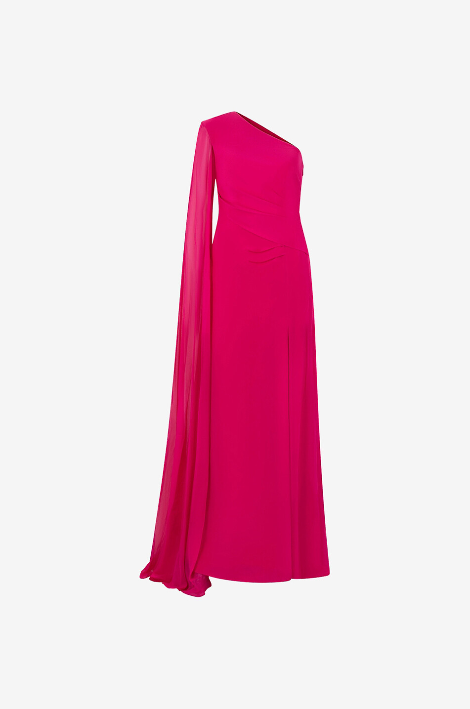 Robe longue asymétrique en soie détail cape