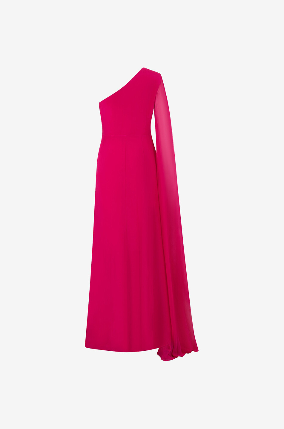 Cape-detail asymmetric silk gown