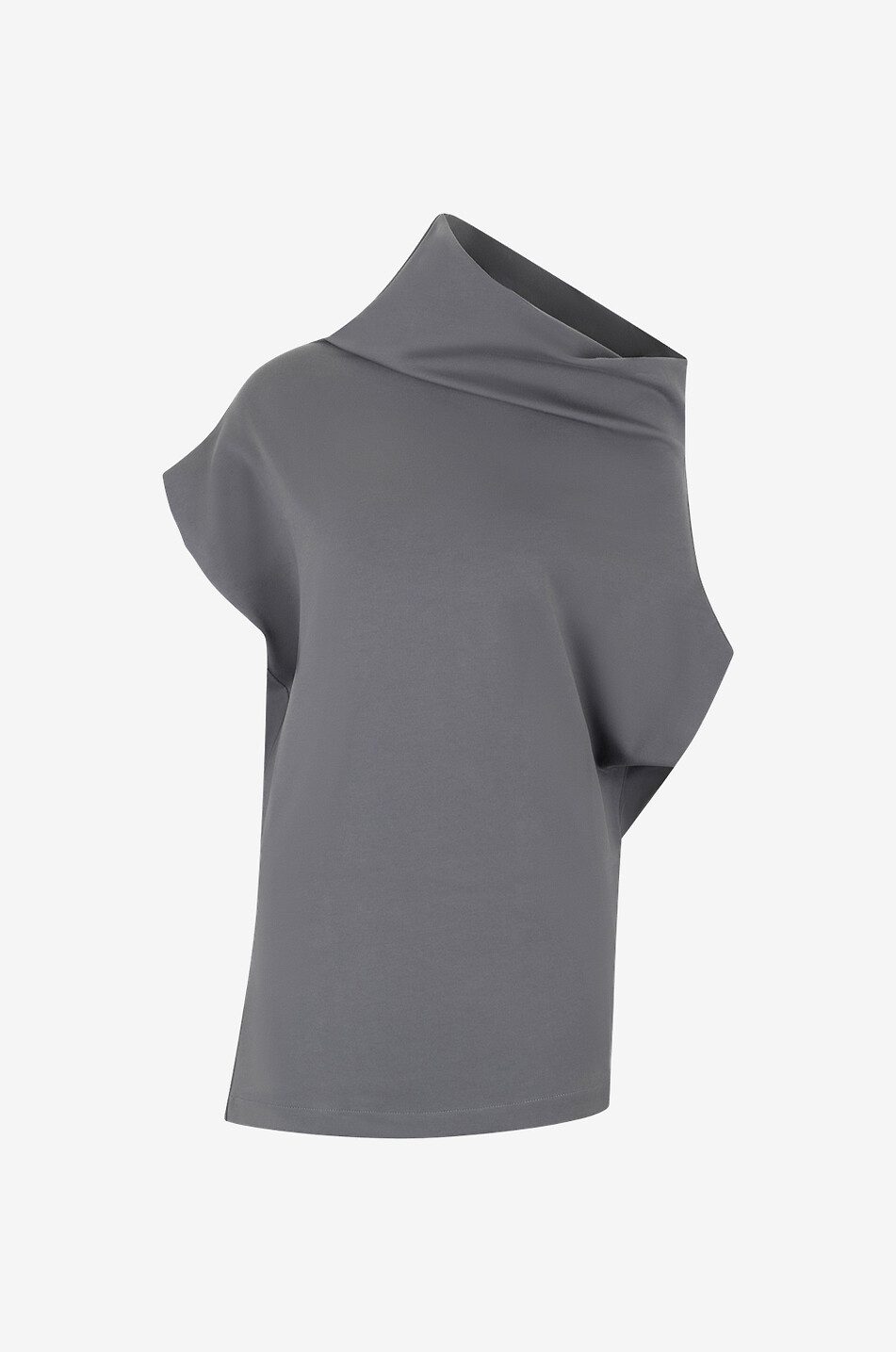 FABIANA FILIPPI Funnel neck asymmetric jersey top Women GREY 1