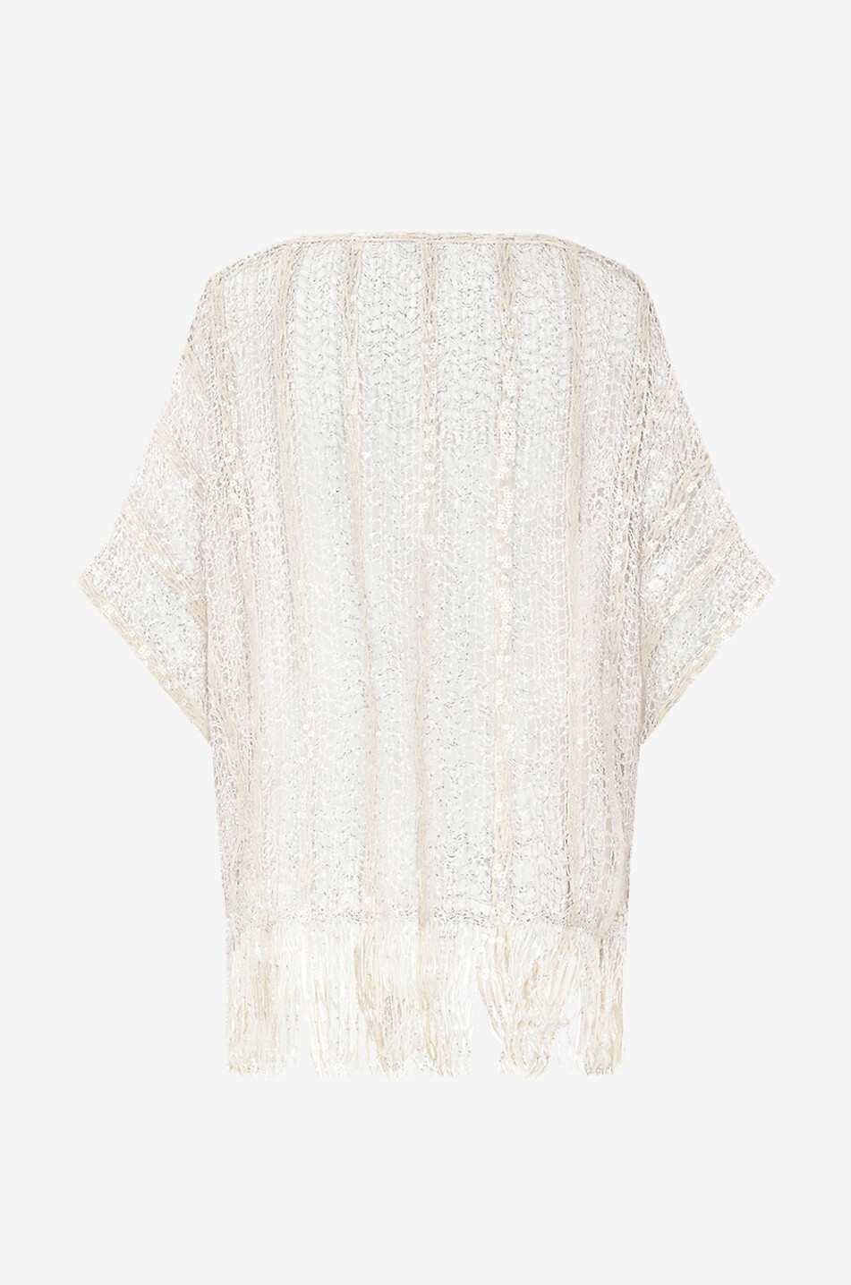 BRUNELLO CUCINELLI Top en résille à franges et sequins Sparkling Femme BLANC CASSE 2