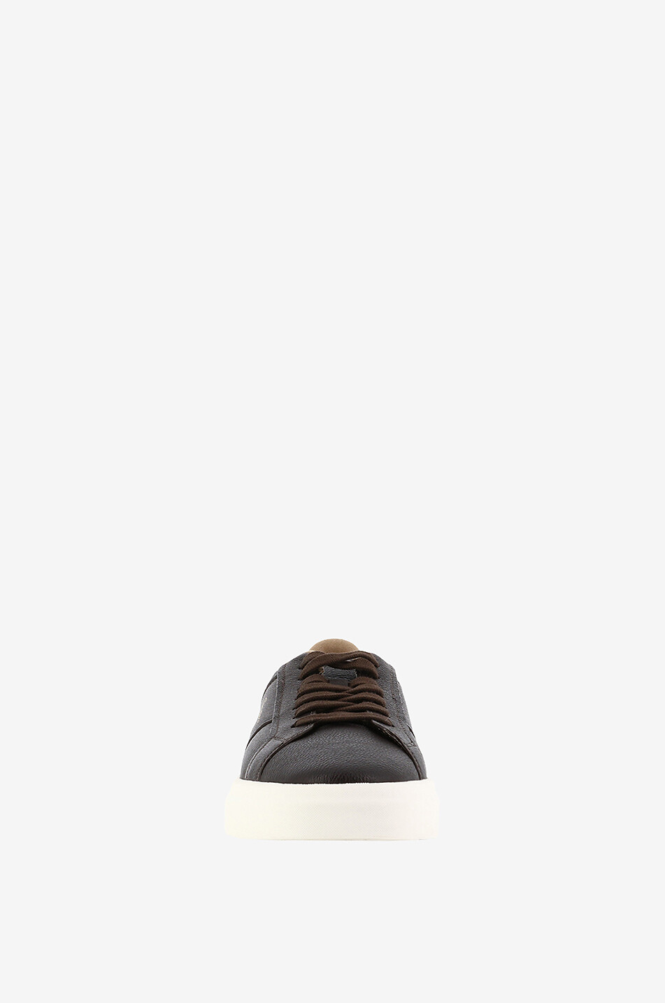 SANTONI Niedrige Schnürsneakers aus genarbtem Leder Double Buckle Herren DUNKELBRAUN 2