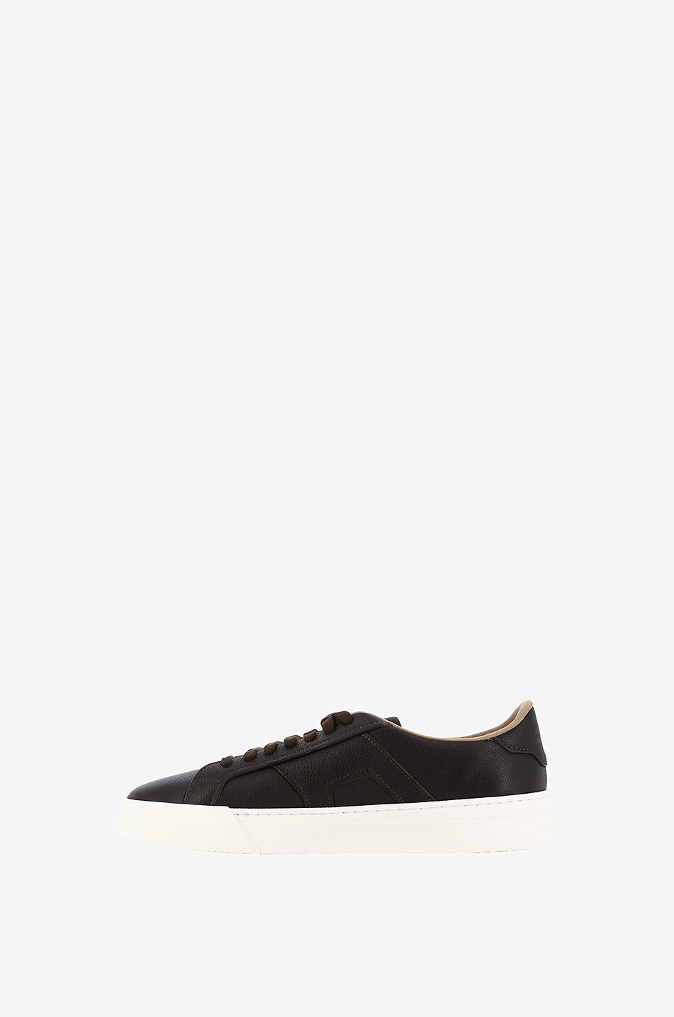 SANTONI Niedrige Schnürsneakers aus genarbtem Leder Double Buckle Herren DUNKELBRAUN 3