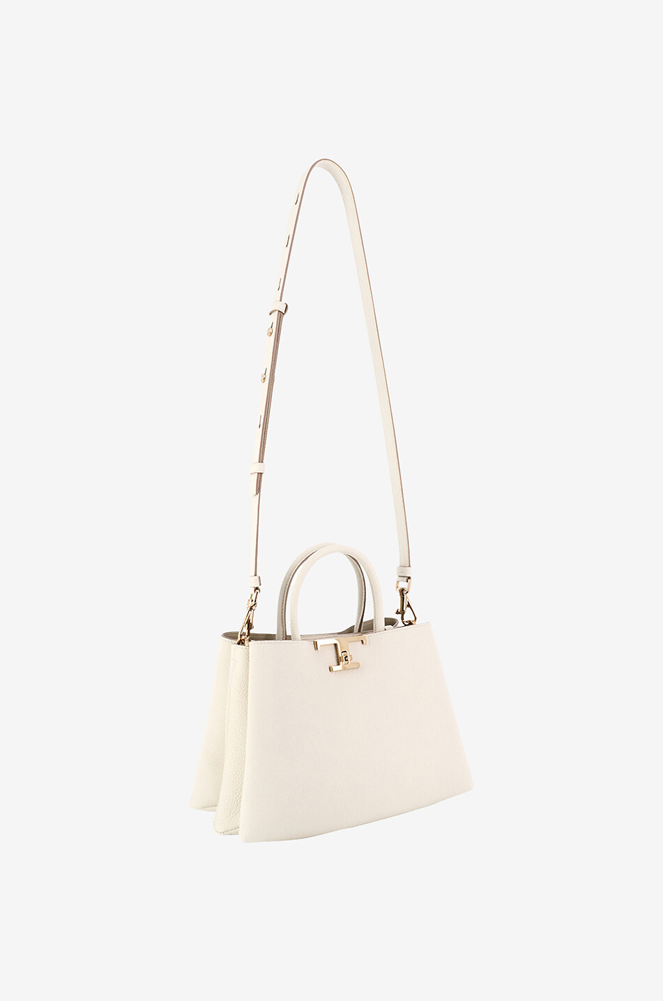 TOD'S Sac à main en cuir grainé T Timeless Small Femme BLANC CASSE 5