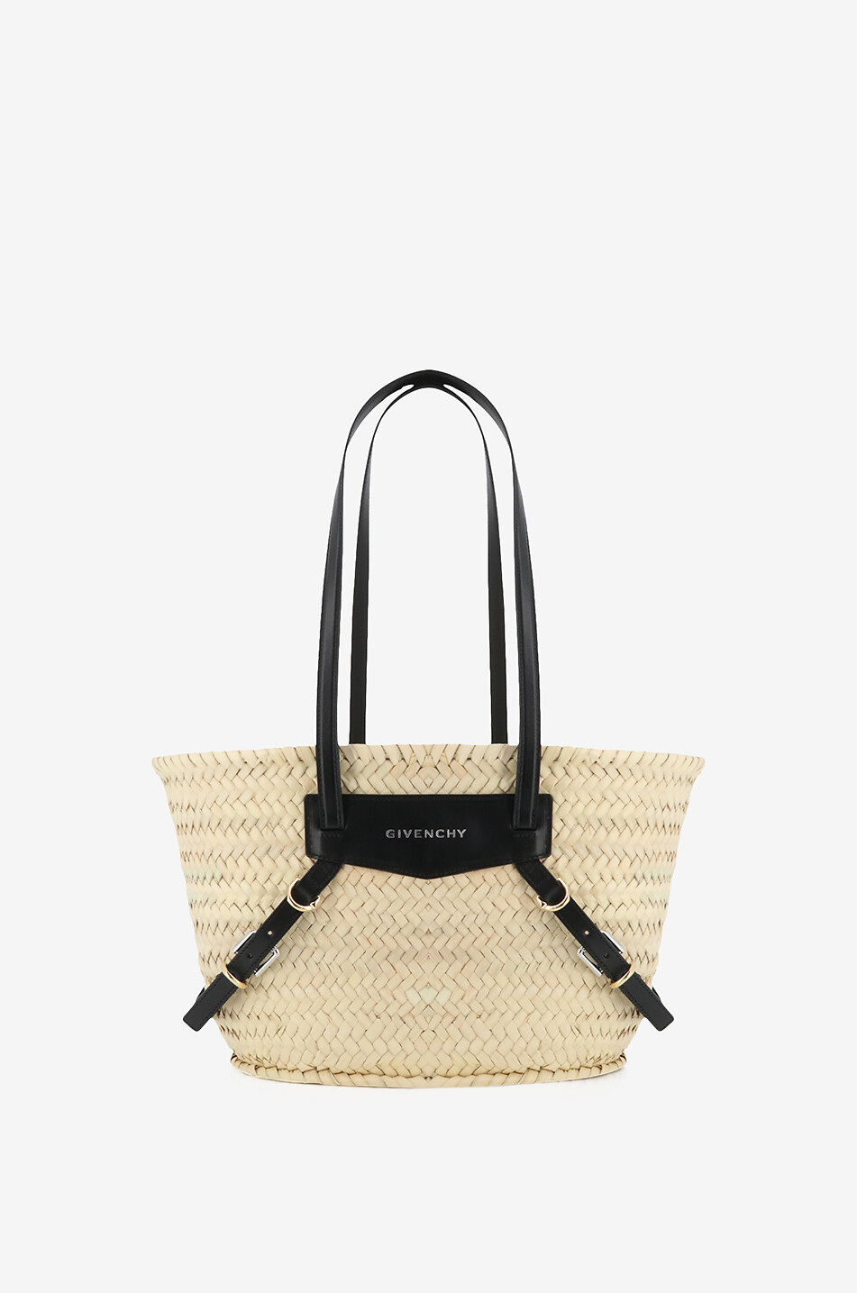 GIVENCHY Voyou Small straw and leather basket Women BLACK 1