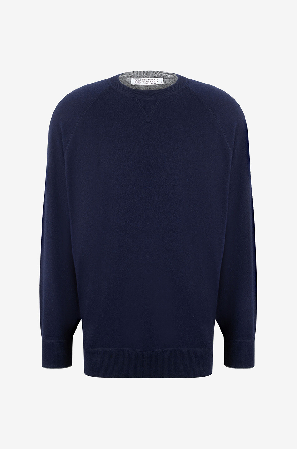 BRUNELLO CUCINELLI Pull à col rond et manches raglan en cachemire Homme BLEU FONCE 1