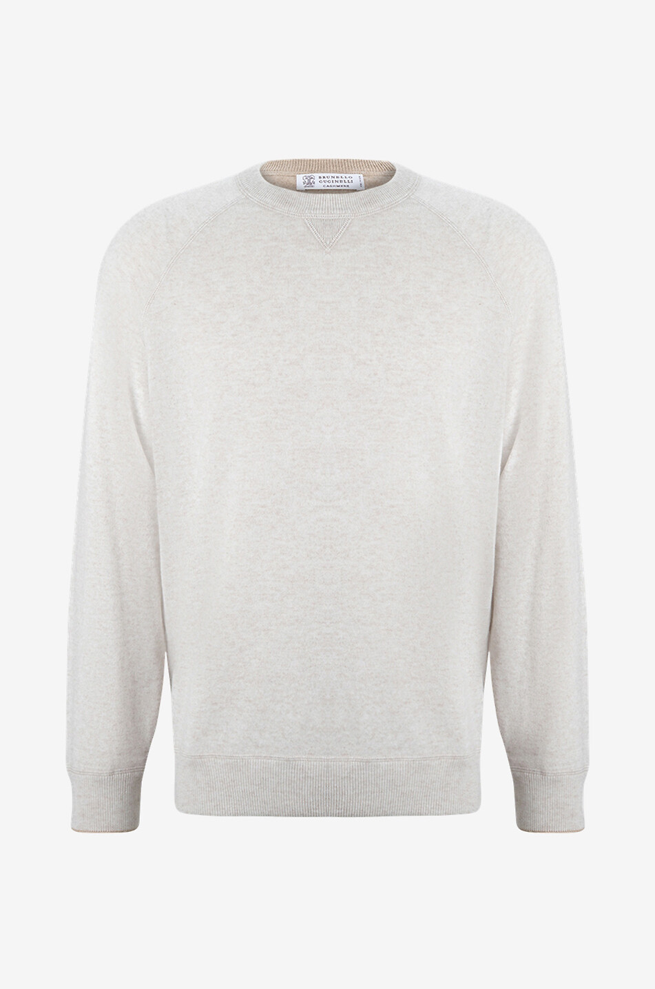 BRUNELLO CUCINELLI Pull à col rond et manches raglan en cachemire Homme MARRON 1