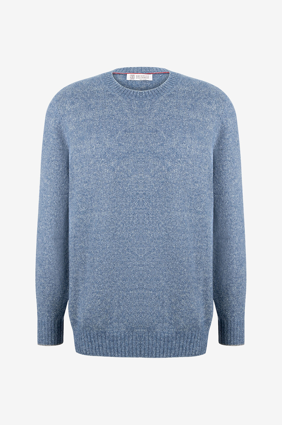 BRUNELLO CUCINELLI Mottled crewneck jumper in alpaca wool blend Men MEDIUM BLUE 1
