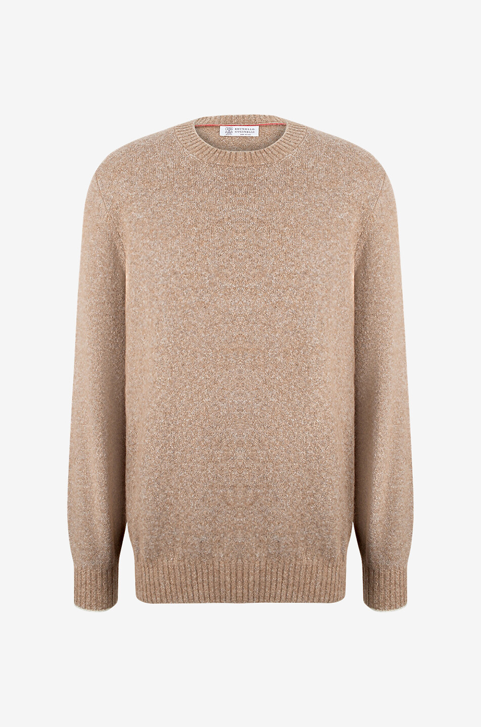 BRUNELLO CUCINELLI Mottled crewneck jumper in alpaca wool blend Men CAMEL 1