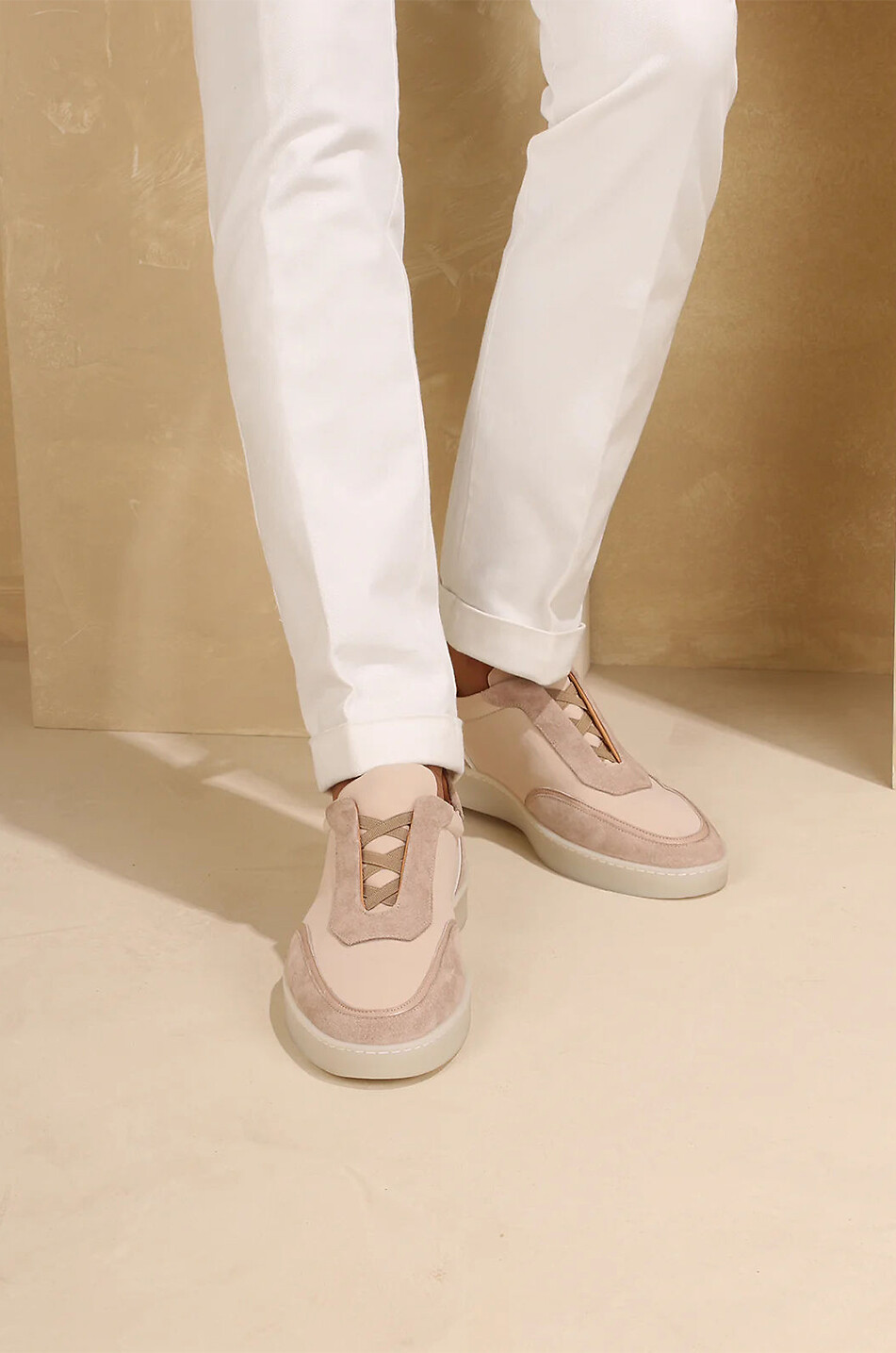 AURELIEN Slip-on-Sneakers aus Wild- und Glattleder Leisure Herren Hellbeige 3