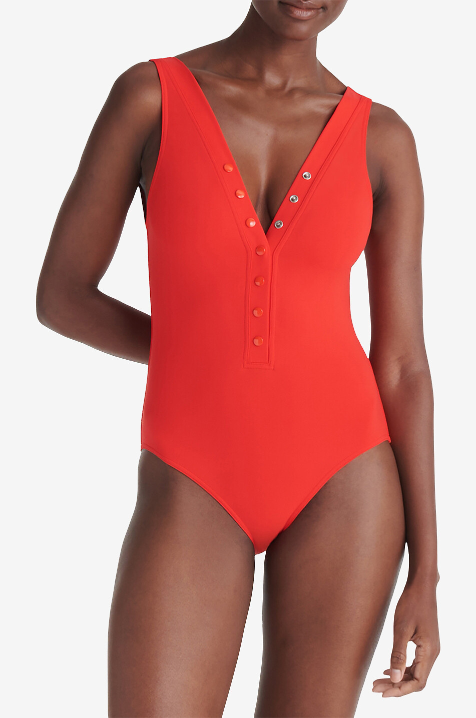 ERES Maillot de bain à col V bouttonné Icône Femme ROUGE 2