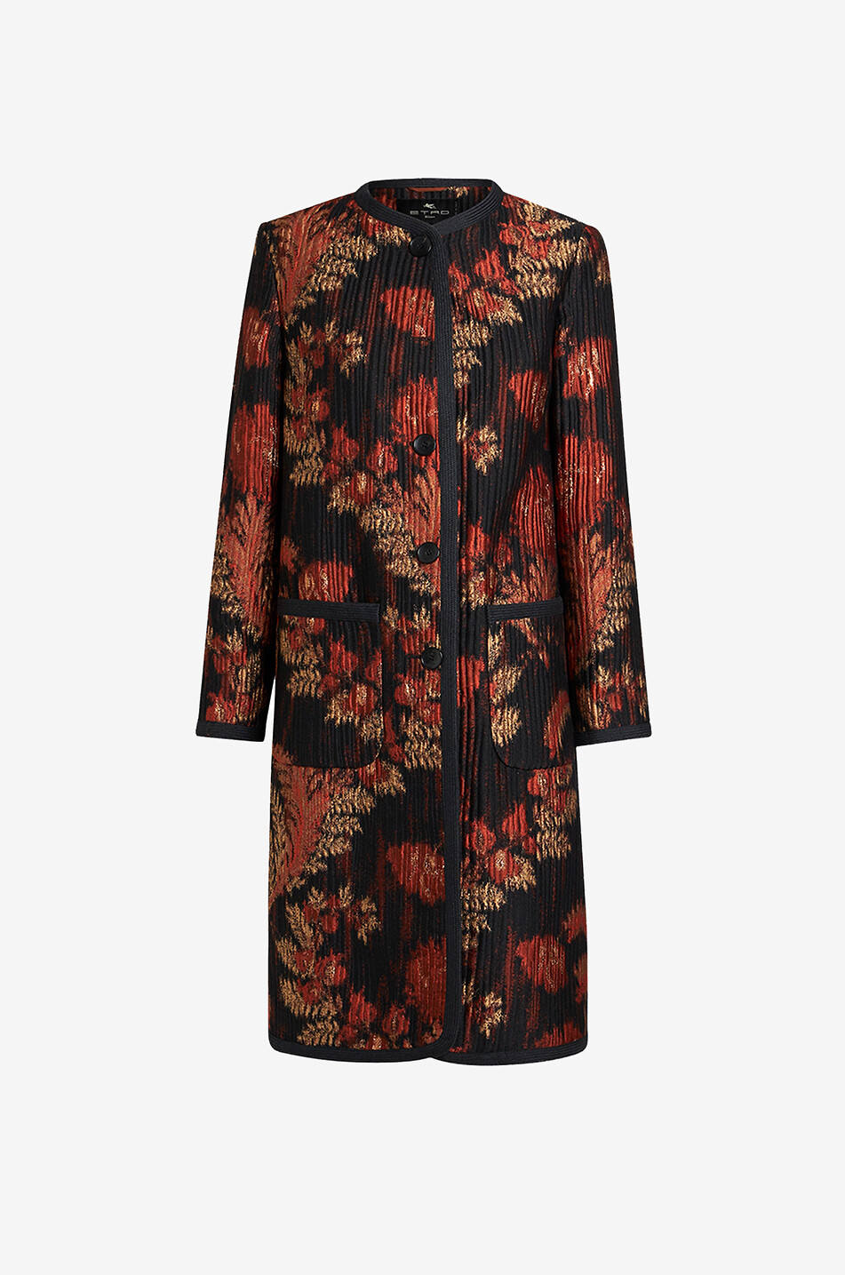 Manteau en jacquard fleuri orné de lurex