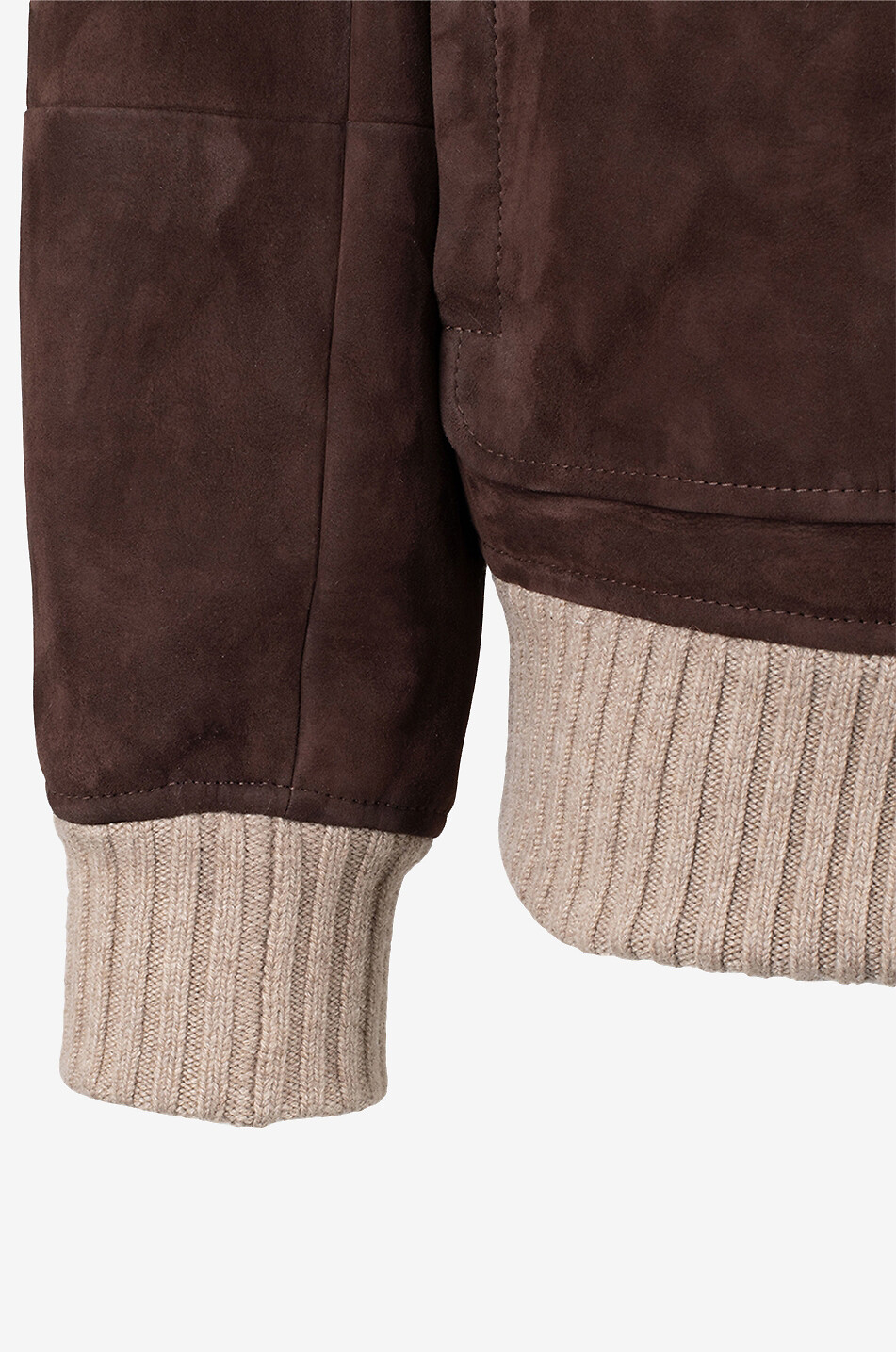 BRUNELLO CUCINELLI Suede shearling and cashmere bomber jacket Men DARK BROWN 3