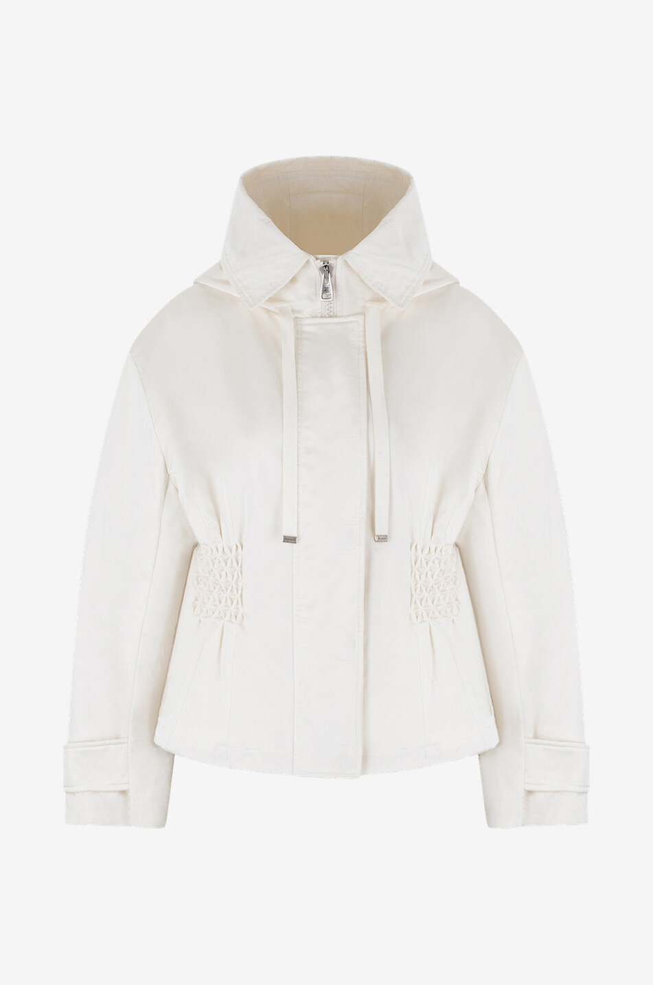 Gesmokte wattierte taillierte Taftjacke