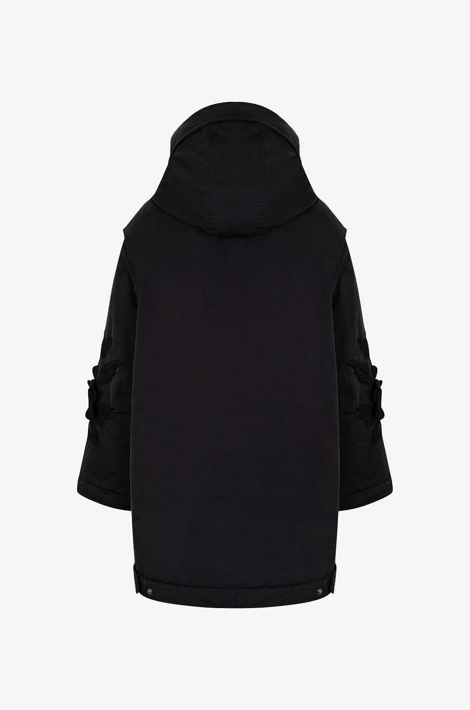 Wattierter Nylon-Parke mit Blütenstickereien