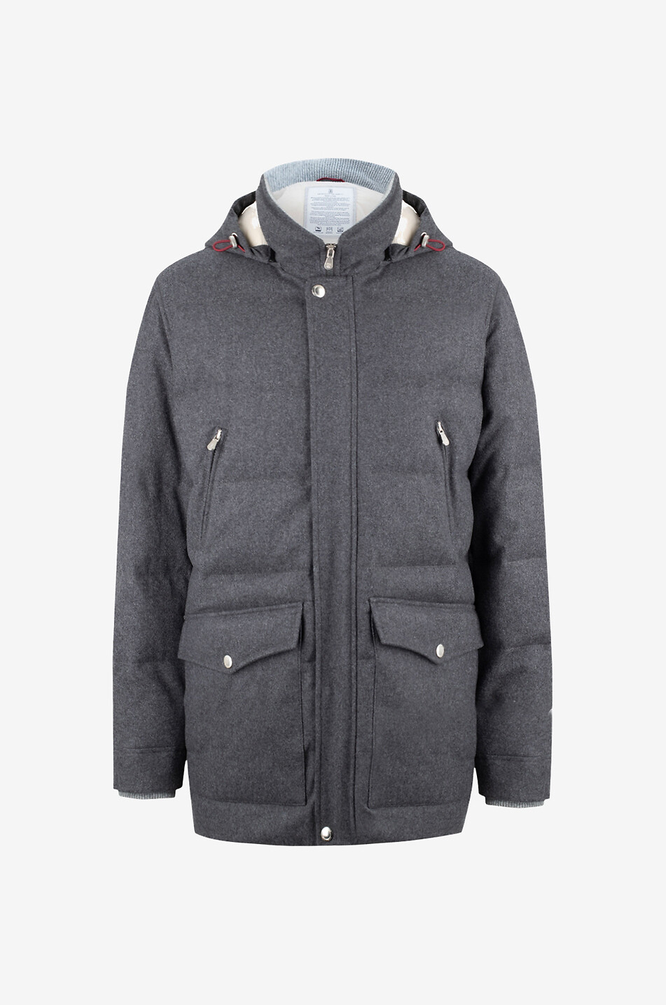 Water repellent wool padded hooded parka