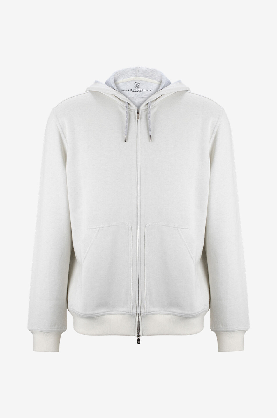 Sweat-shirt zippé à capuche en coton et cachemire