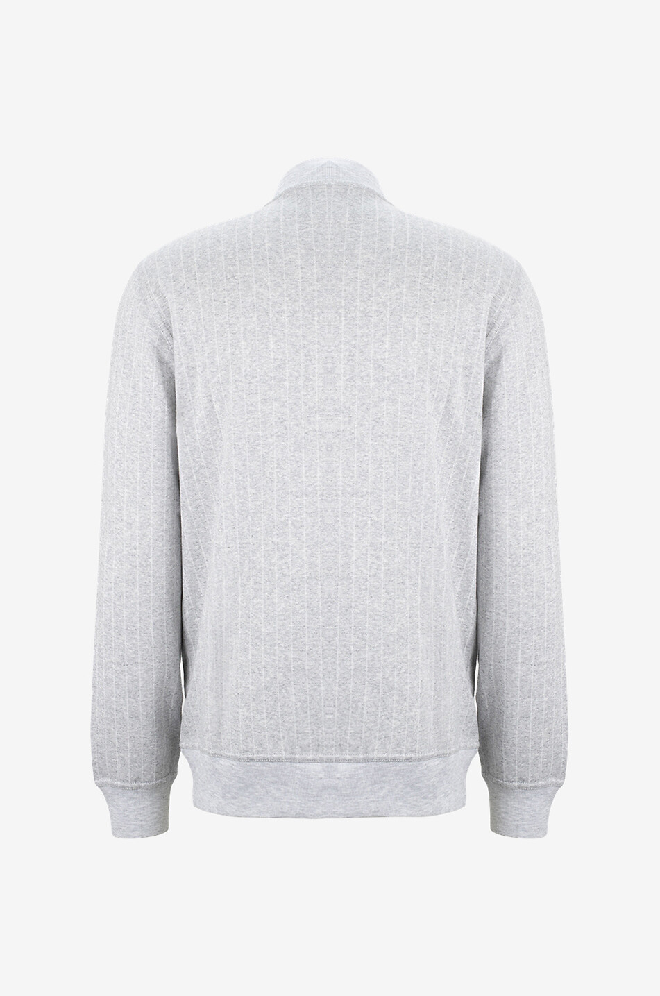 BRUNELLO CUCINELLI Sweat-shirt zippé en molleton double de coton et cachemire milleraie Homme GRIS CLAIR 2