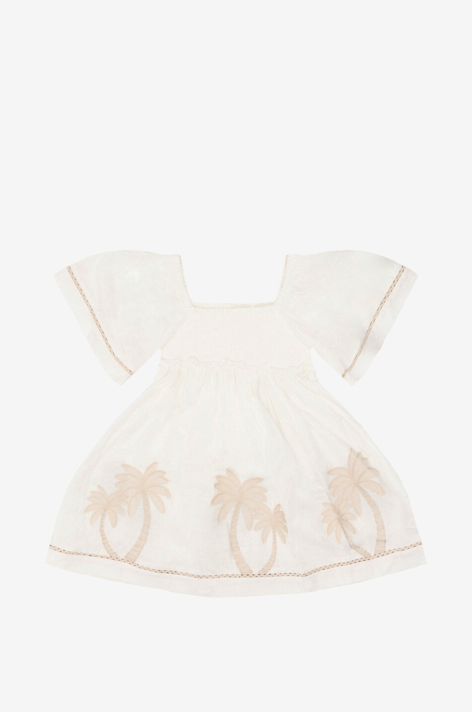 Robe évasée brodée palmiers fille Waerly Flutter Sleeve