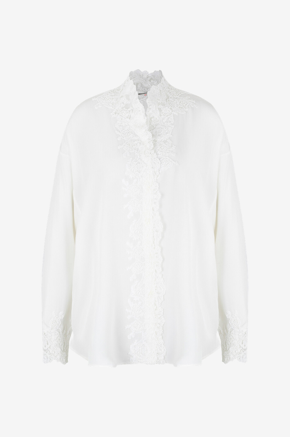 ERMANNO SCERVINO Chemise oversize en soie et dentelle Femme BLANC 1