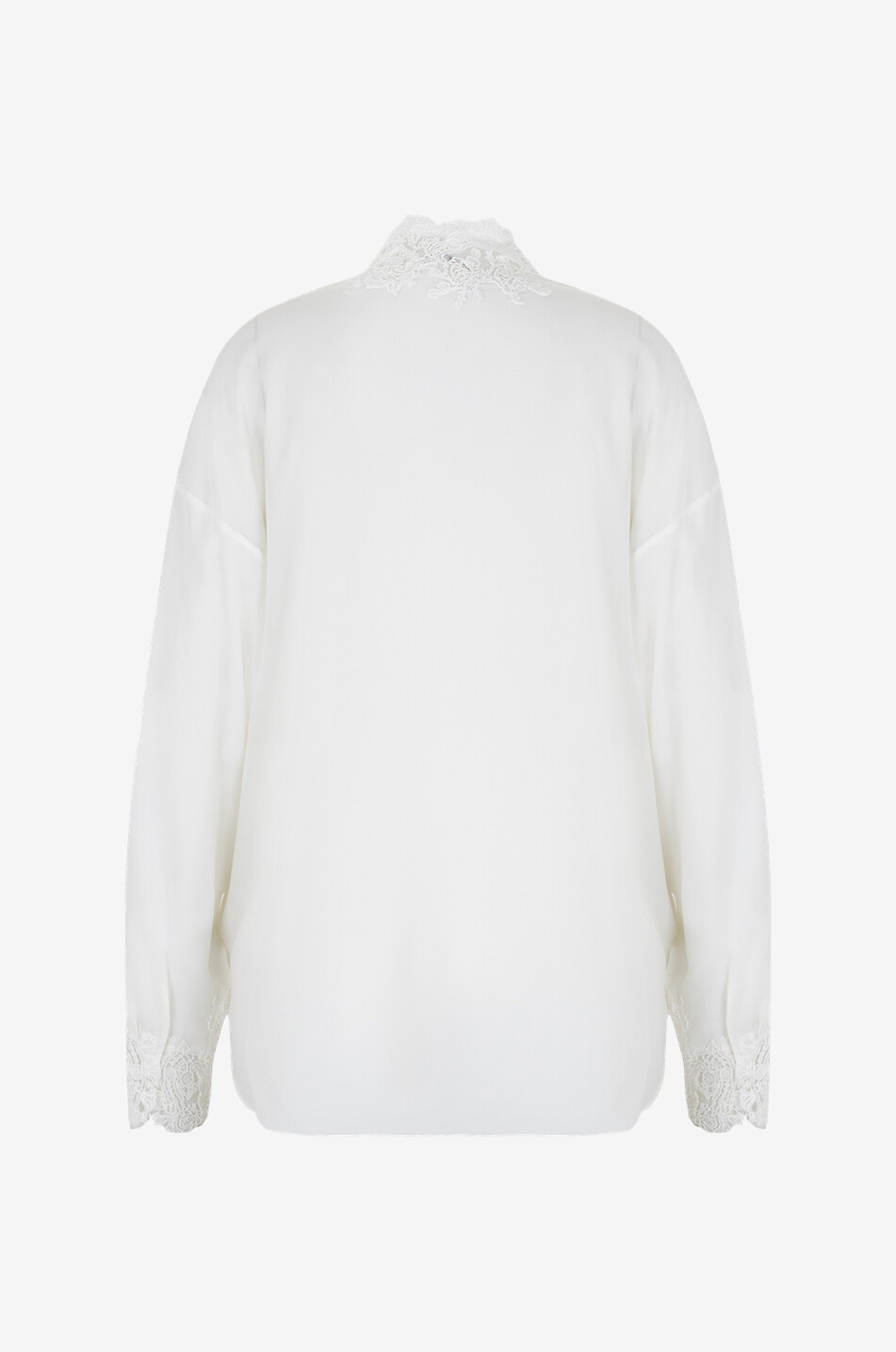 ERMANNO SCERVINO Chemise oversize en soie et dentelle Femme BLANC 2