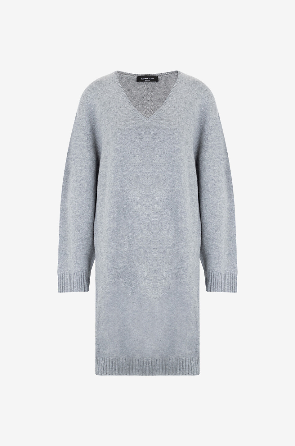 Mini robe pull ample en laine mélangée à col V et détails ajourés