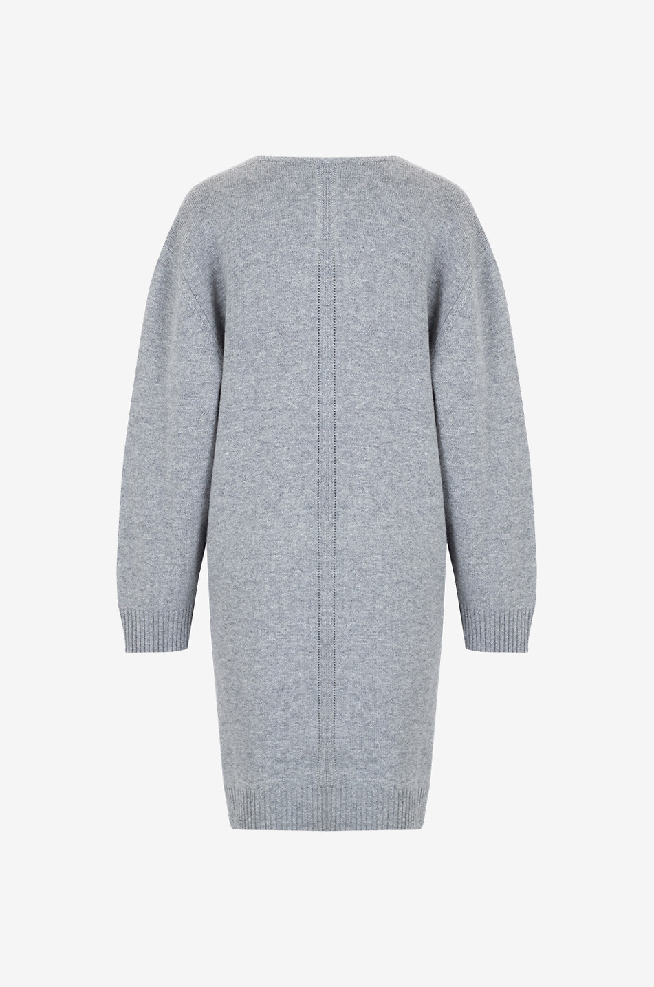 FABIANA FILIPPI Mini robe pull ample en laine mélangée à col V et détails ajourés Femme GRIS 2