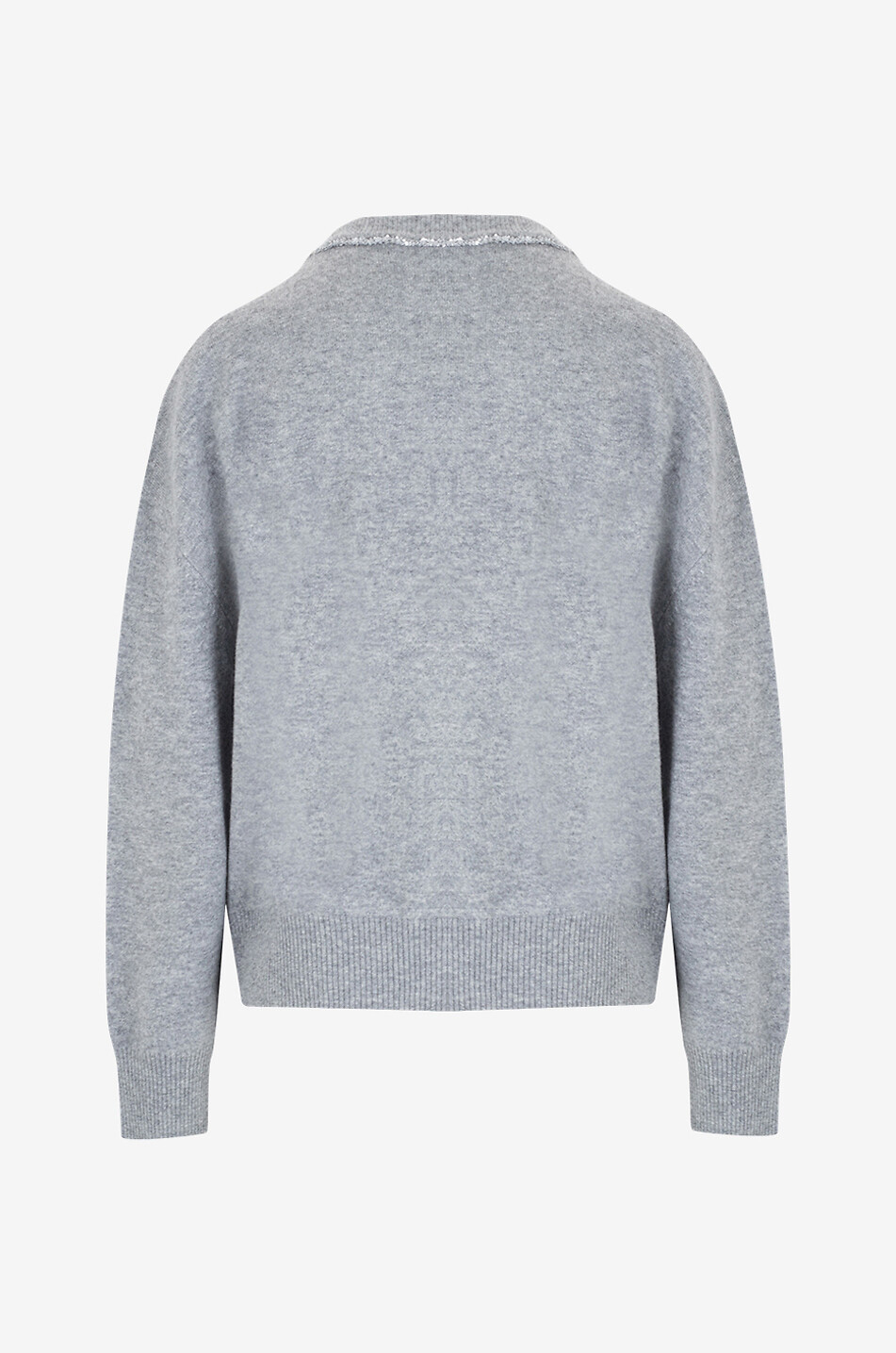FABIANA FILIPPI Weiter Wollmix-Pullover mit glitzerndem V-Ausschnitt Damen GRAU 2
